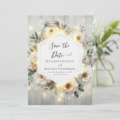 Save The Date Chic Florals Mason Jar Mariage (Debout devant)