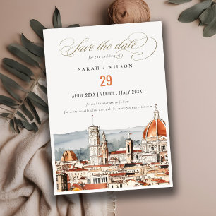 Save The Date Chic Florence Cathédrale Italie Aquarelle Mariage