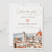 Save The Date Chic Florence Cathédrale Italie Aquarelle Mariage (Devant)
