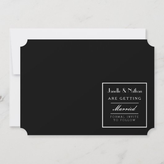 Save The Date Chic & Formal Enregistrer la date | Billet Invitat (Dos)