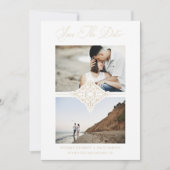 Save The Date Chic Gold 2 Photos Ornament Sophisticated Wedding (Devant)