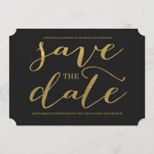 Save The Date Chic Gold Script Enregistrer l'invitation de date