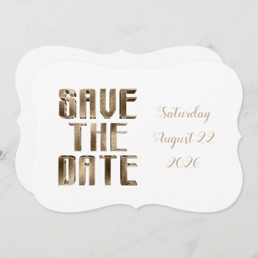 Save The Date Chic Gouden Typografie Bruiloft Fees (Voorkant / Achterkant)