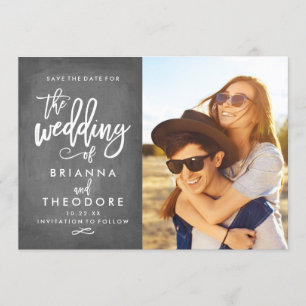 Save The Date Chic Hand Lettré Tableau noir Enregistrer La Date