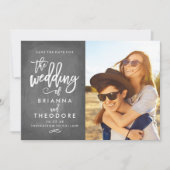 Save The Date Chic Hand Lettré Tableau noir Enregistrer La Date  (Devant)