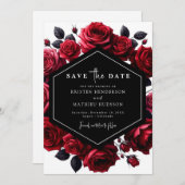 Save The Date Chic Jouer Crimson Mariage rouge (Devant / Derrière)