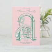 Save The Date Chic La Dolce Vita Hand Doodle Sketch Venice Italy (Debout devant)