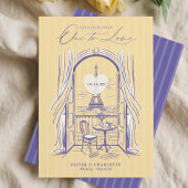 Save The Date Chic La Dolce Vita Hand Drawn Paris Eiffel Tower 