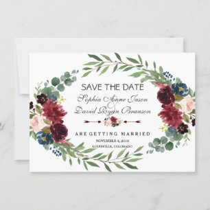 Save The Date Chic Lavender Marine Bleu Floral Bloom Enregistrer