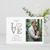 Save The Date Chic Love Quote Pink Floral Heart-Shape Wreath (Debout devant)