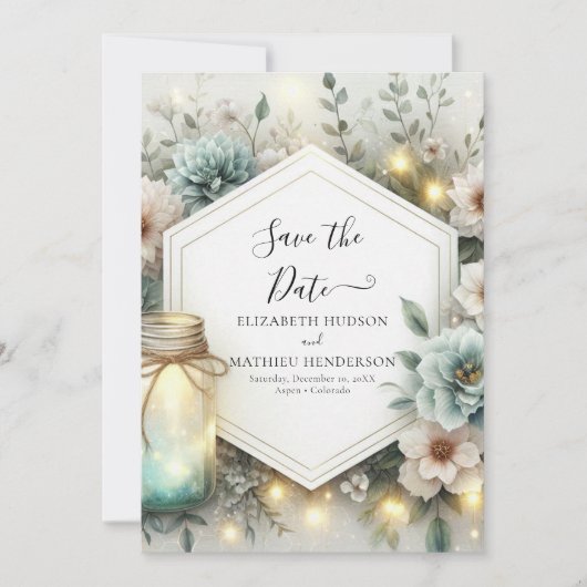 Save The Date Chic magique Mason Jar Mariage (Devant)