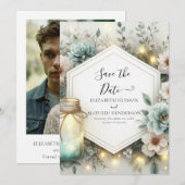 Save The Date Chic magique Mason Jar Mariage (Devant / Derrière)