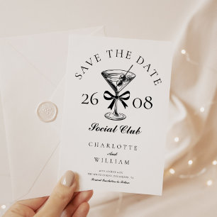 Save The Date Chic Main Drawn Martini Retro
