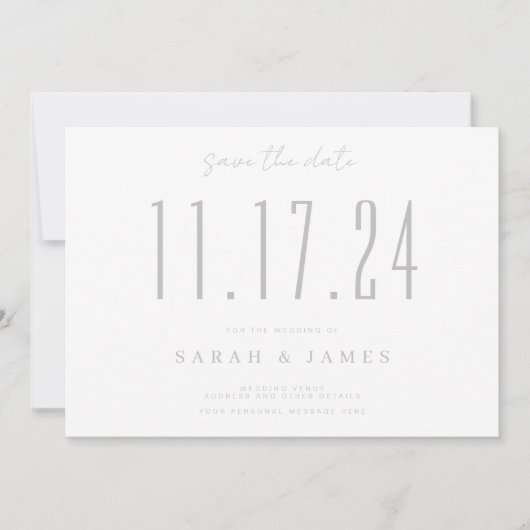 Save The Date Chic Mariage Date Non Photo Enregistrer La Date (Devant)
