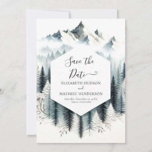Save The Date Chic Mariage de montagne romantique (Devant)