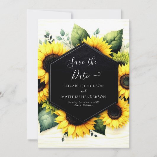 Save The Date Chic Mariage de tournesol aquarelle (Devant)