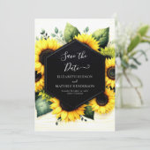 Save The Date Chic Mariage de tournesol aquarelle (Debout devant)