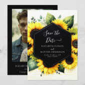 Save The Date Chic Mariage de tournesol aquarelle (Devant / Derrière)