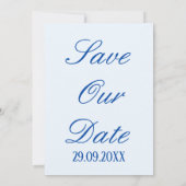 Save The Date Chic Mariage Romantique Classique Bleu Clair Côté (Dos)