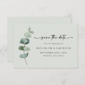 Save The Date Chic Mariage vert Eucalyptus (Devant / Derrière)