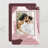 Save The Date Chic Marsala Abstrait Peinture Brush Strokes Photo (Devant / Derrière)