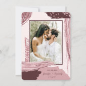 Save The Date Chic Marsala Abstrait Peinture Brush Strokes Photo (Devant)