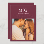 Save The Date Chic minimal | Monogramme Photo Enregistrer la dat (Devant / Derrière)