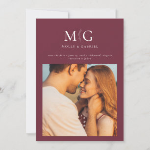 Save The Date Chic minimal   Monogramme Photo Enregistrer la dat