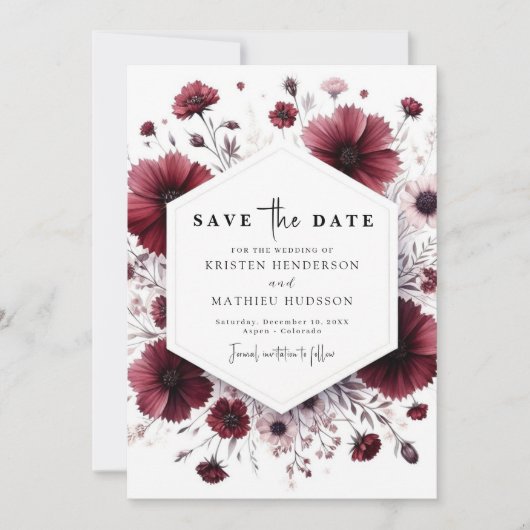 Save The Date Chic minimaliste Mariage Bourgogne (Devant)