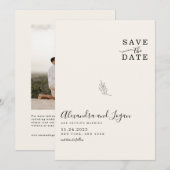 Save The Date Chic minimaliste signature Script ivoire QR Code (Devant / Derrière)