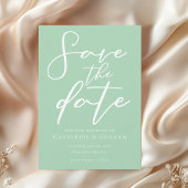 Save The Date Chic Mint Green Typographie blanche Printemps