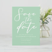 Save The Date Chic Mint Green Typographie blanche Printemps (Debout devant)