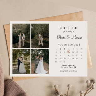 Save The Date Chic Moderne Calendrier de Mariage Minimaliste 4 P