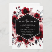 Save The Date Chic moderne Crimson Mariage rouge (Devant / Derrière)