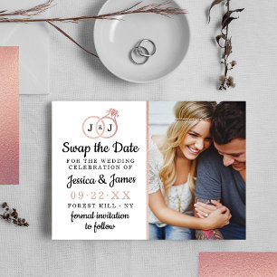 Save The Date Chic Monogramme Mariage Anneaux Enregistrer Ou Éch