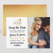 Save The Date Chic Monogramme Mariage Anneaux Enregistrer Ou Éch (Devant / Derrière)