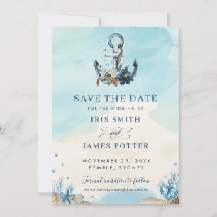 Save The Date Chic Nautical Ancre Beach Mariage moderne