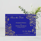 Save The Date Chic Navy Blue Gold Enregistrer le Mariage de date (Debout devant)