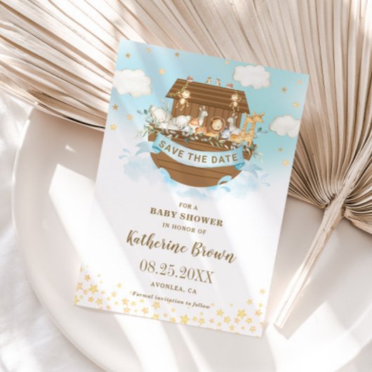 Save The Date Chic Noah's Ark Cute Animals Baby shower garçon