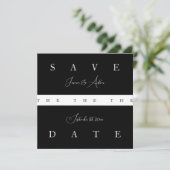 Save The Date Chic noir blanc Mariage de typographie simple (Debout devant)