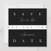 Save The Date Chic noir blanc Mariage de typographie simple (Devant)