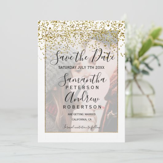Save The Date Chic or blanc enregistrer la date mariage photo (Debout devant)