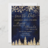 Save The Date Chic or neigeux marine Noël enregistrer la date (Devant)