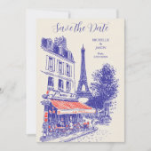 Save The Date Chic Paris Doodle Tour Eiffel Fantaisiste (Devant)