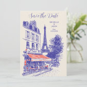 Save The Date Chic Paris Doodle Tour Eiffel Fantaisiste (Debout devant)