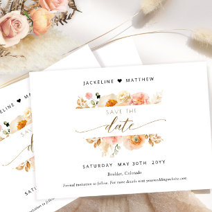 Save The Date Chic Peach et Cream Floral Wedding Enregistrer la