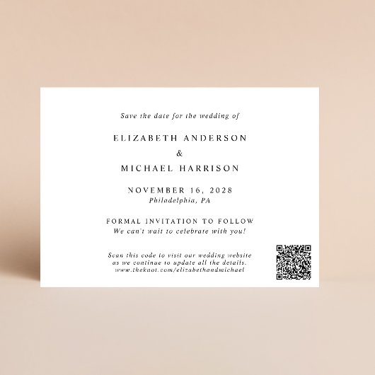 Save The Date Chic Photo QR Code Mariage