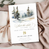 Save The Date Chic Pine d'hiver Mariage paysage neige
