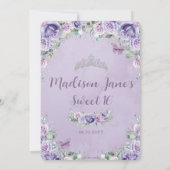 Save The Date Chic Purple Lilac Floral Sweet 16 Argent Anniversa (Dos)