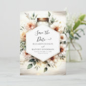 Save The Date Chic Romance Mason Jar Mariage (Debout devant)